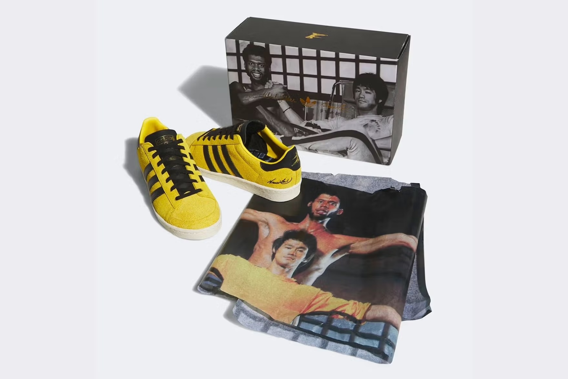 Adidas Bruce Lee x Jabbar Lo sneakers and the shoe box 
