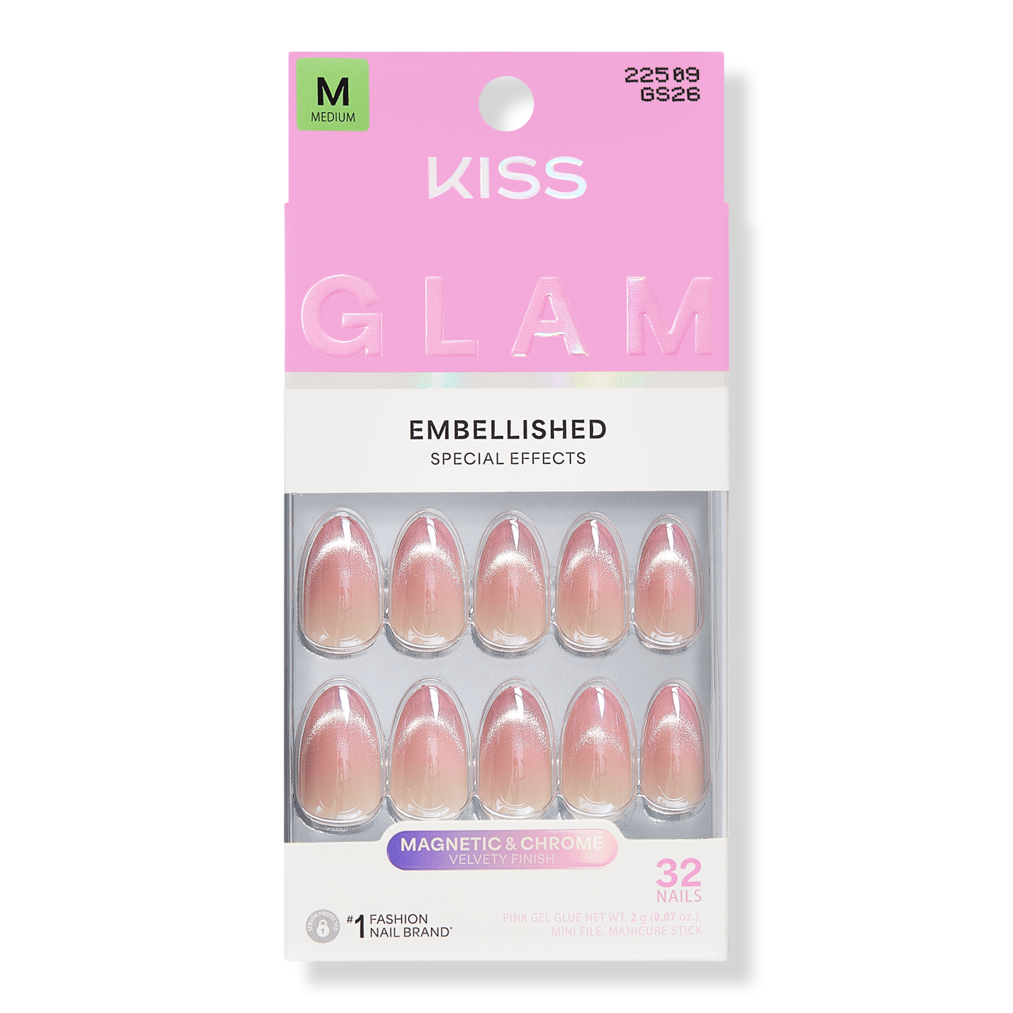 Glam Embellished Medium Almond Press on Nails, Stardust Wonder