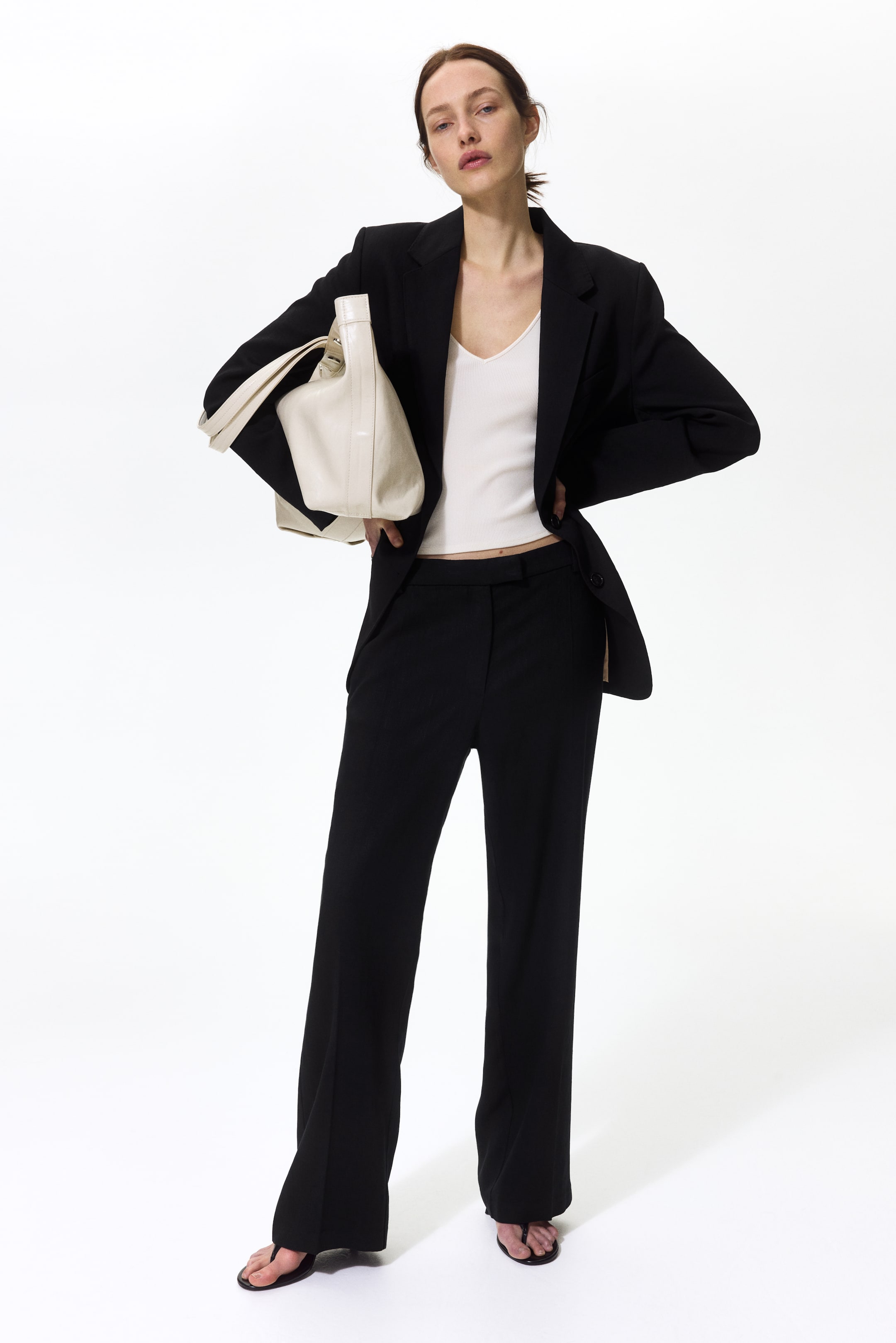 Linen-Blend Tailored Trousers