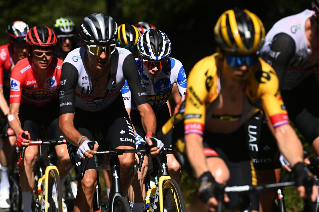 LARRABELAGUA SPAIN SEPTEMBER 09 Jonas Vingegaard of Denmark and Team JumboVisma Polka dot Mountain Jersey competes during the 78th Tour of Spain 2023 Stage 14 a 1562km stage from SauveterredeBarn to LarraBelagua 1588m UCIWT on September 09 2023 in LarraBelagua Spain Photo by Tim de WaeleGetty Images