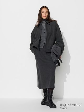 Uniqlo, Brushed Jersey Narrow Skirt