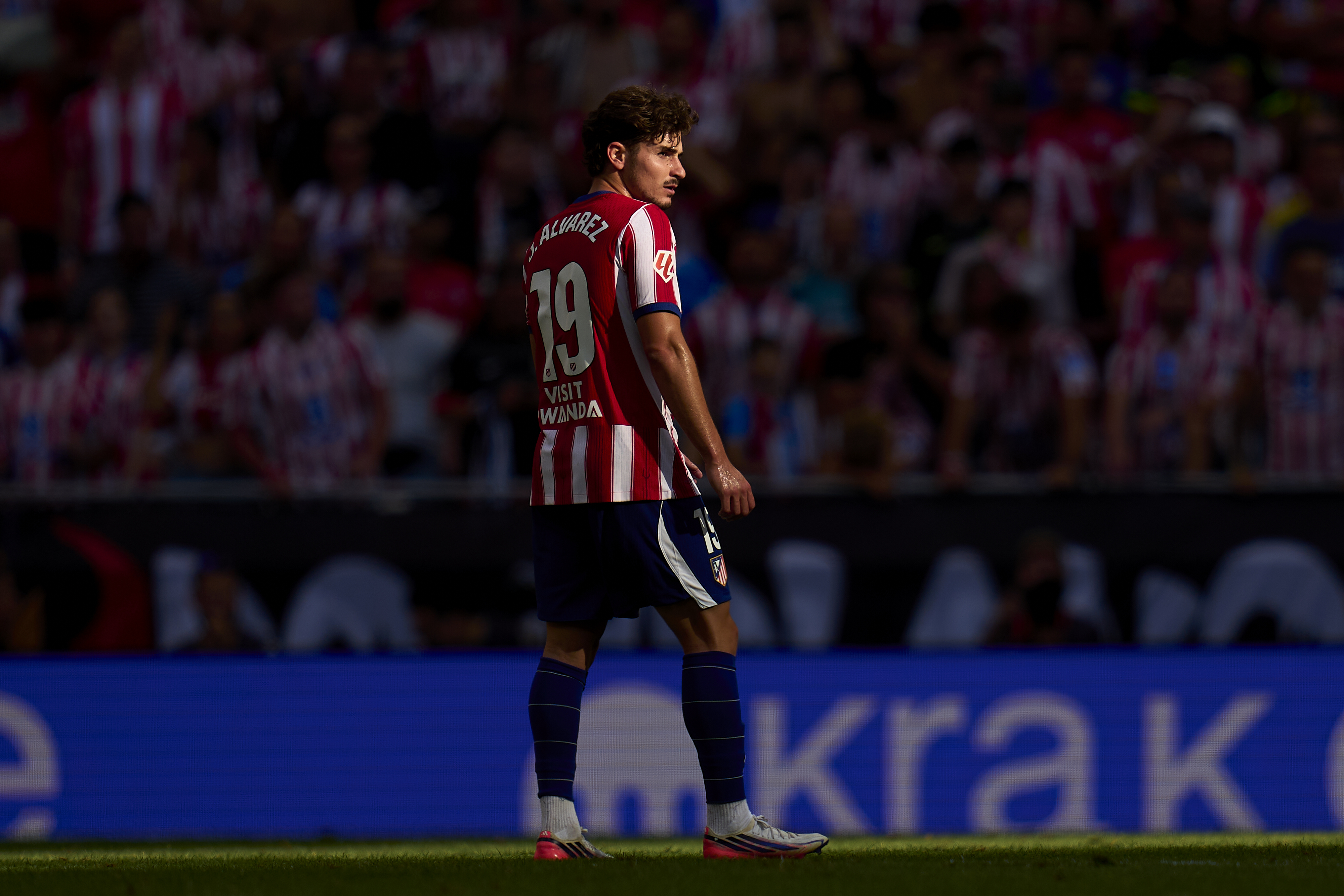 Julian Alvarez of Atletico Madrid looks on