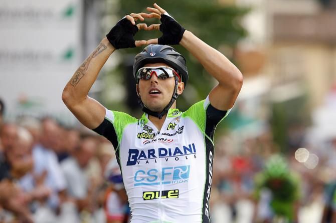 Heart hands for Sonny Colbrelli (Bardiani CSF) winner of Coppa Sabatini