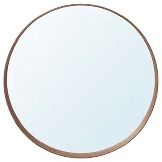 round mirror with walnut veneer