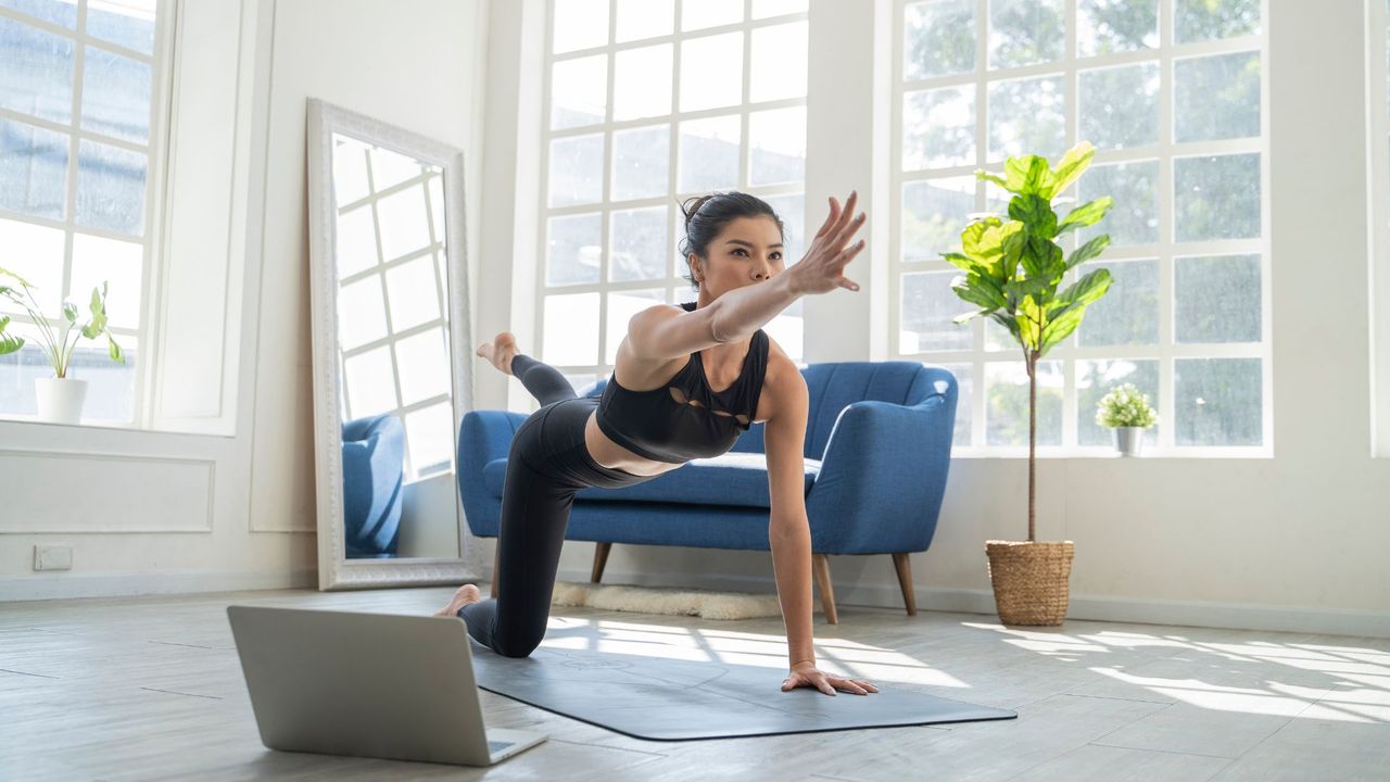 Woman performing a bird dog exercise