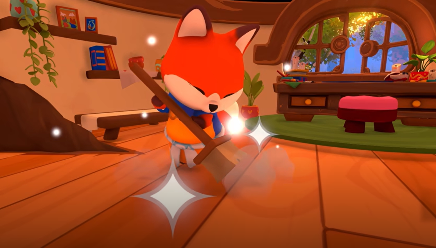 A fox sweeping their home.