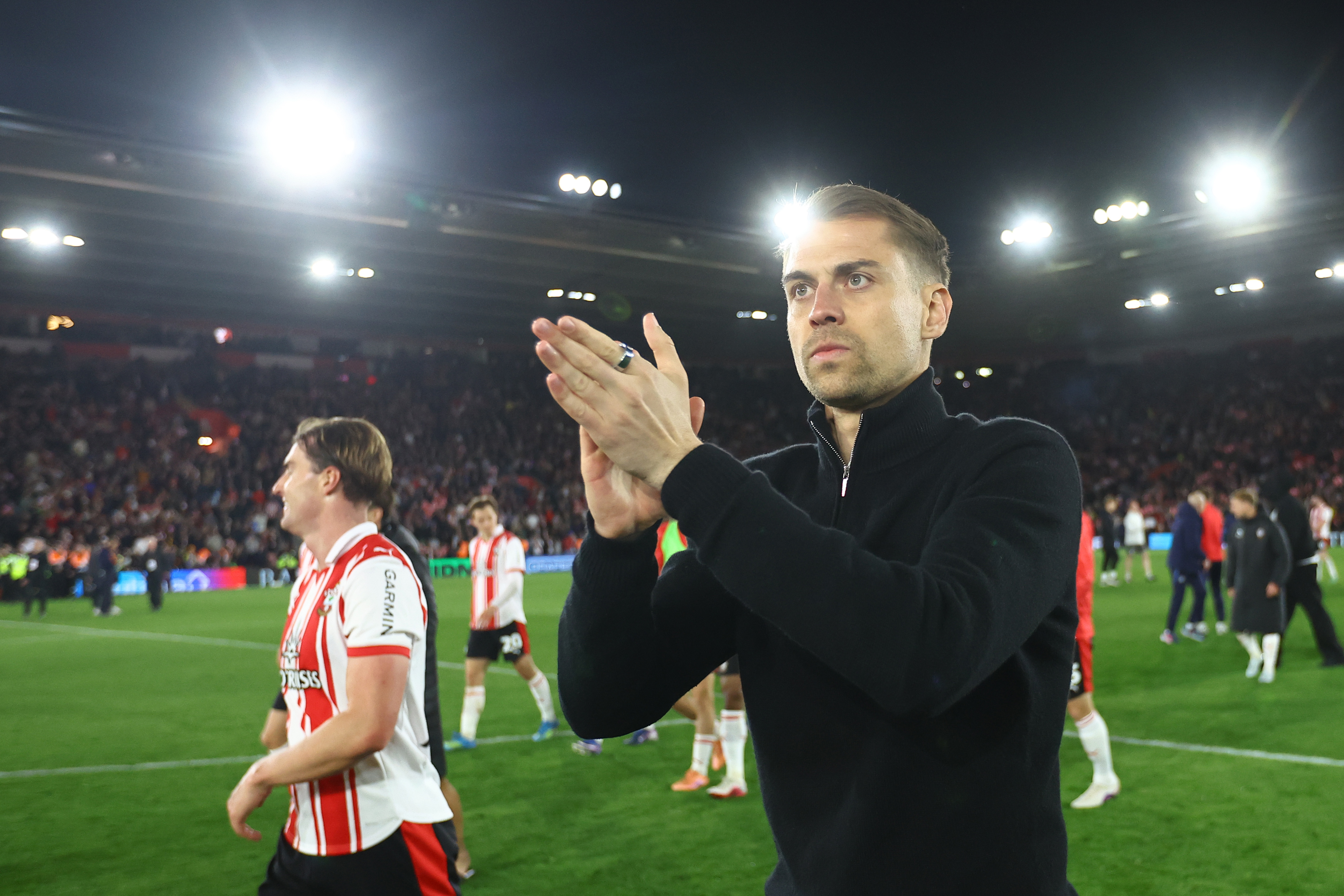 SOUTHAMPTON, ENGLAND - MAY 12: Southampton FC head coach Tonda Eckert during the Sky Bet Championship Play Off Semi Final Second Leg match between Southampton and Middlesbrough at St Mary&amp;apos;s Stadium on May 12, 2026 in Southampton, England. (Photo by Matt Watson/Southampton FC via Getty Images)