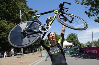 Grace Brown (Mitchelton Scott) lets out her happiness
