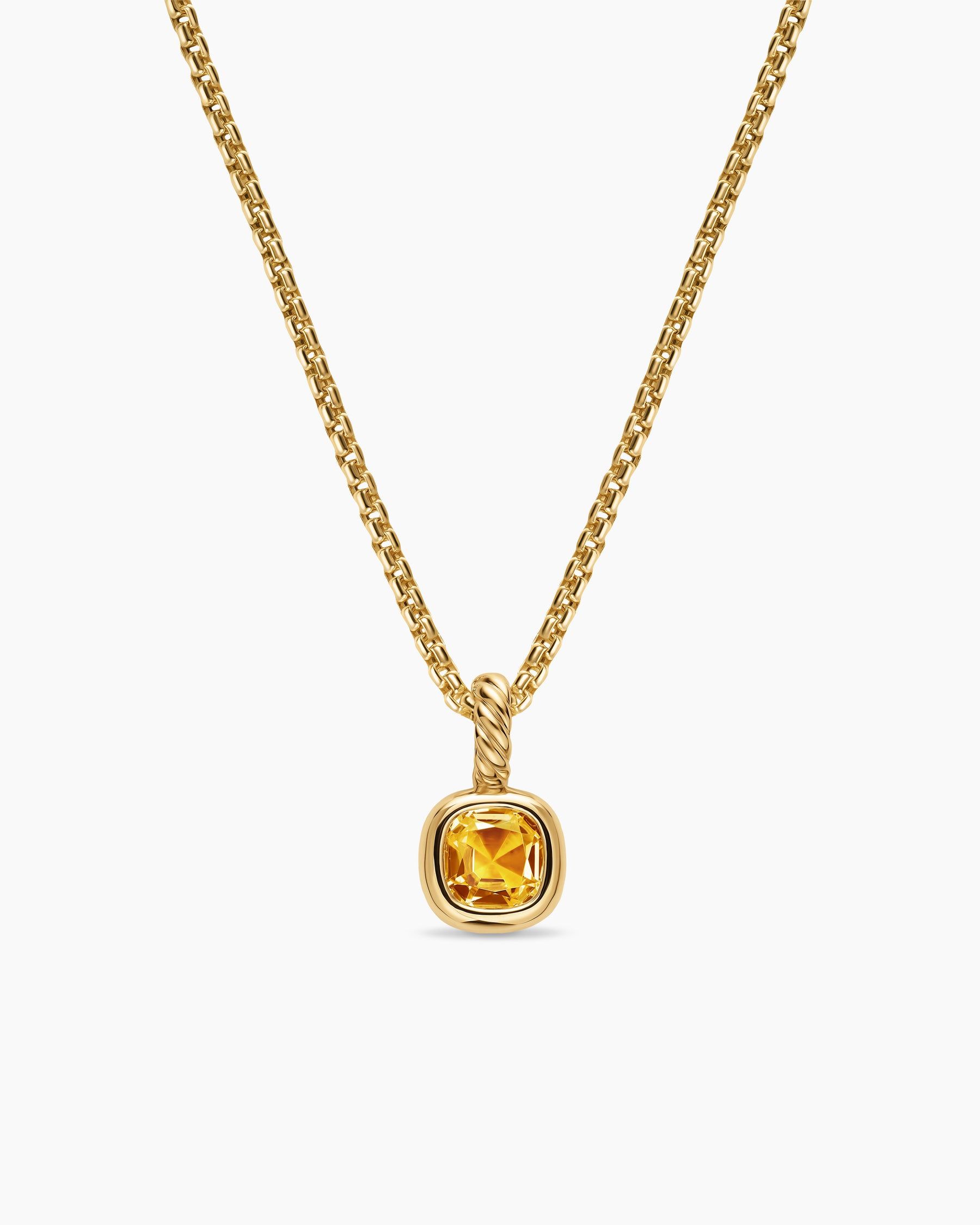 Mini Cushion Cut Amulet in 18k Yellow Gold With Citrine, 5.5mm