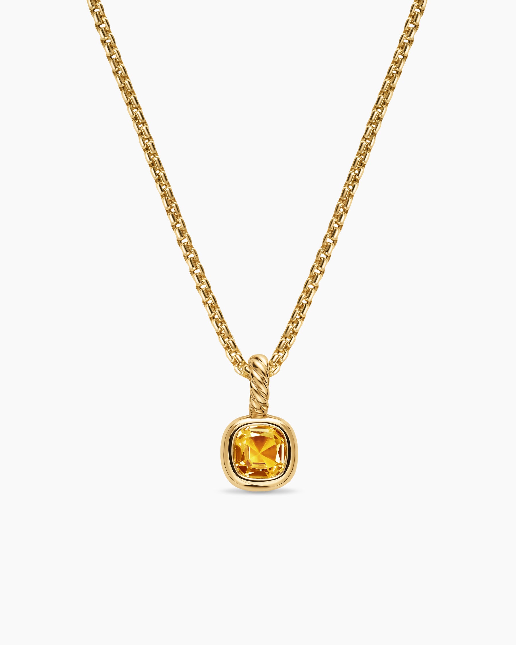 Mini Cushion Cut Amulet in 18k Yellow Gold With Citrine, 5.5mm