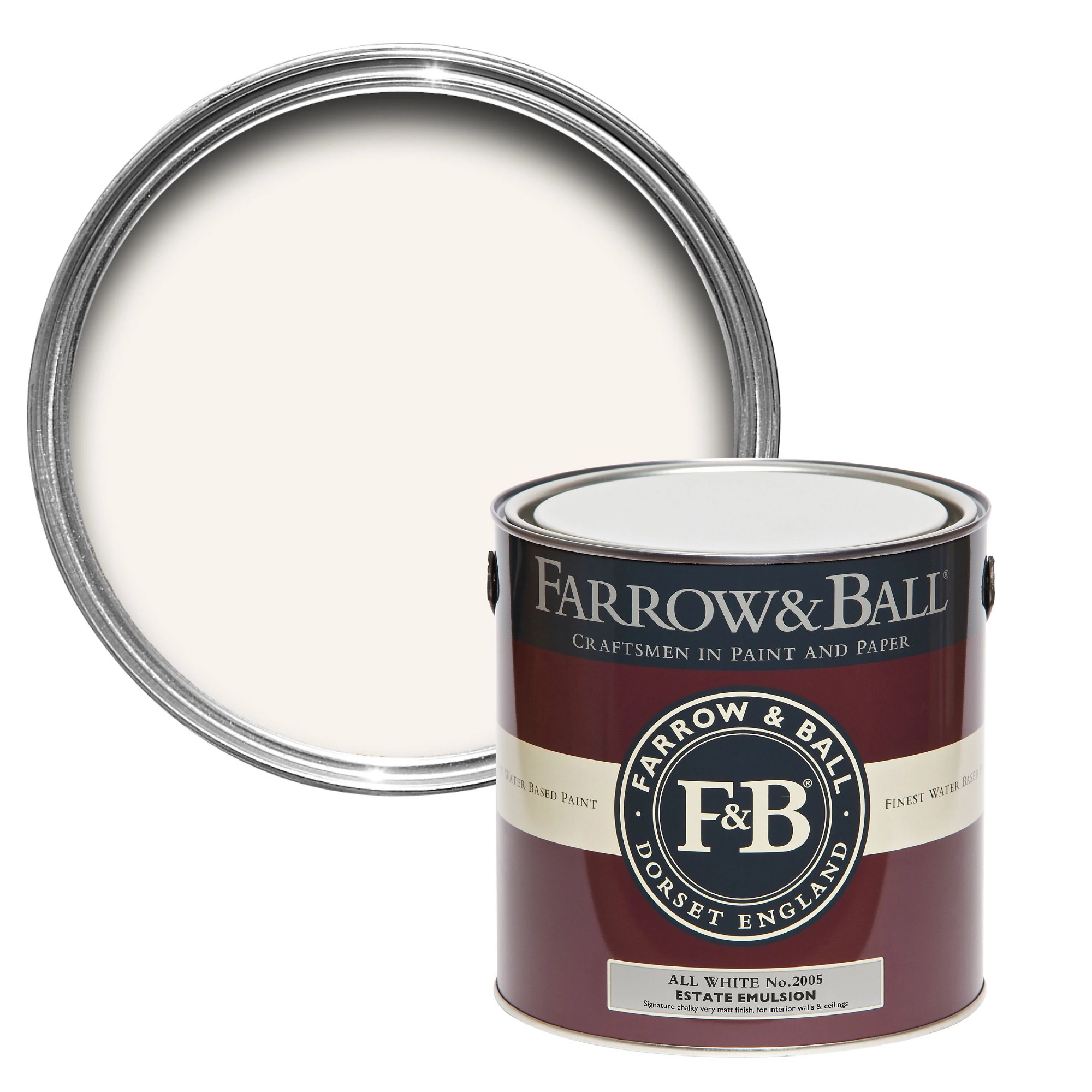 Farrow &amp;amp; Ball Estate All white No.2005 Matt Wall &amp;amp; ceiling Emulsion paint, 2.5L