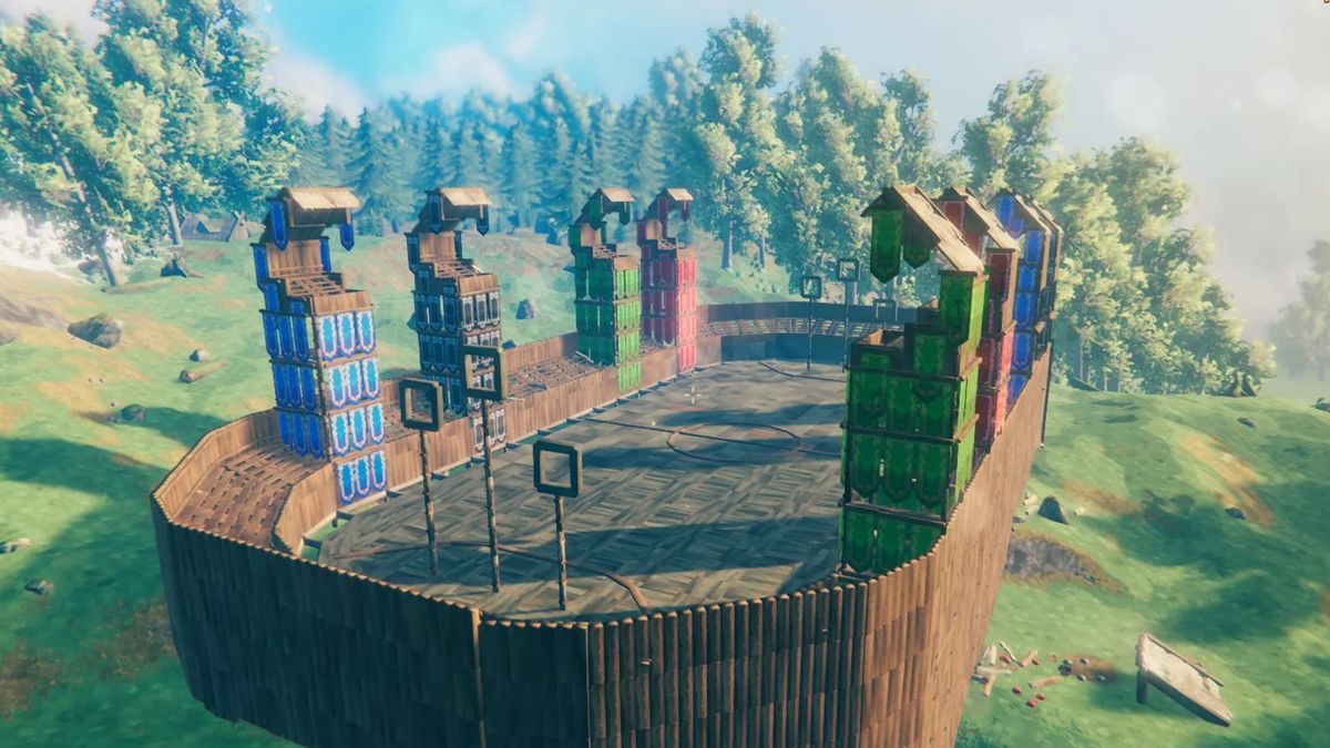 Harry Potter Quidditch pitch built in Valheim