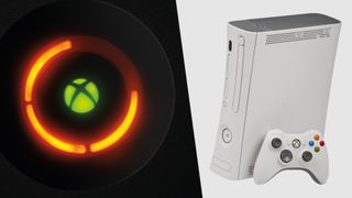 Xbox Red Ring of Death poster next to an Xbox 360