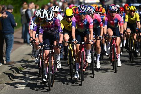 Anna Van Der Breggen of Netherlands and Team SD Worx - Protime and Soraya Paladin of Italy and Team CANYON//SRAM zondacrypto leads the peloton during the 11th Amstel Gold Race Ladies Edition 2025 a 157.4km one day race from Maastricht to Berg en Terblijt