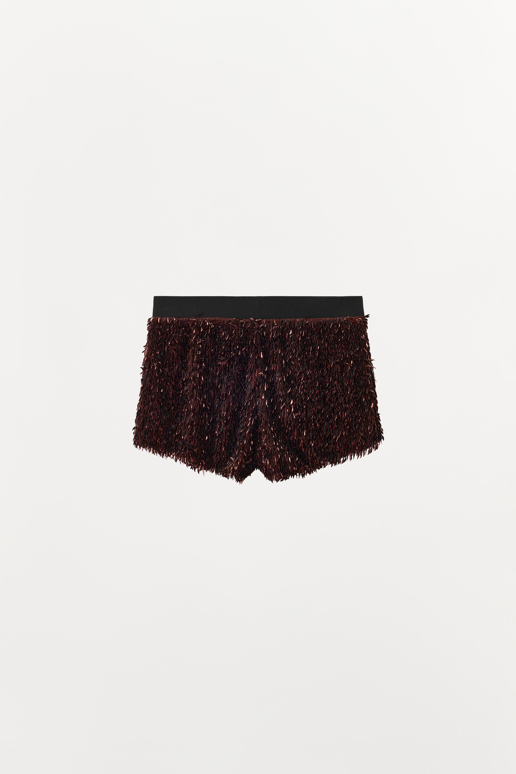 Contrast Waist Sequin Shorts
