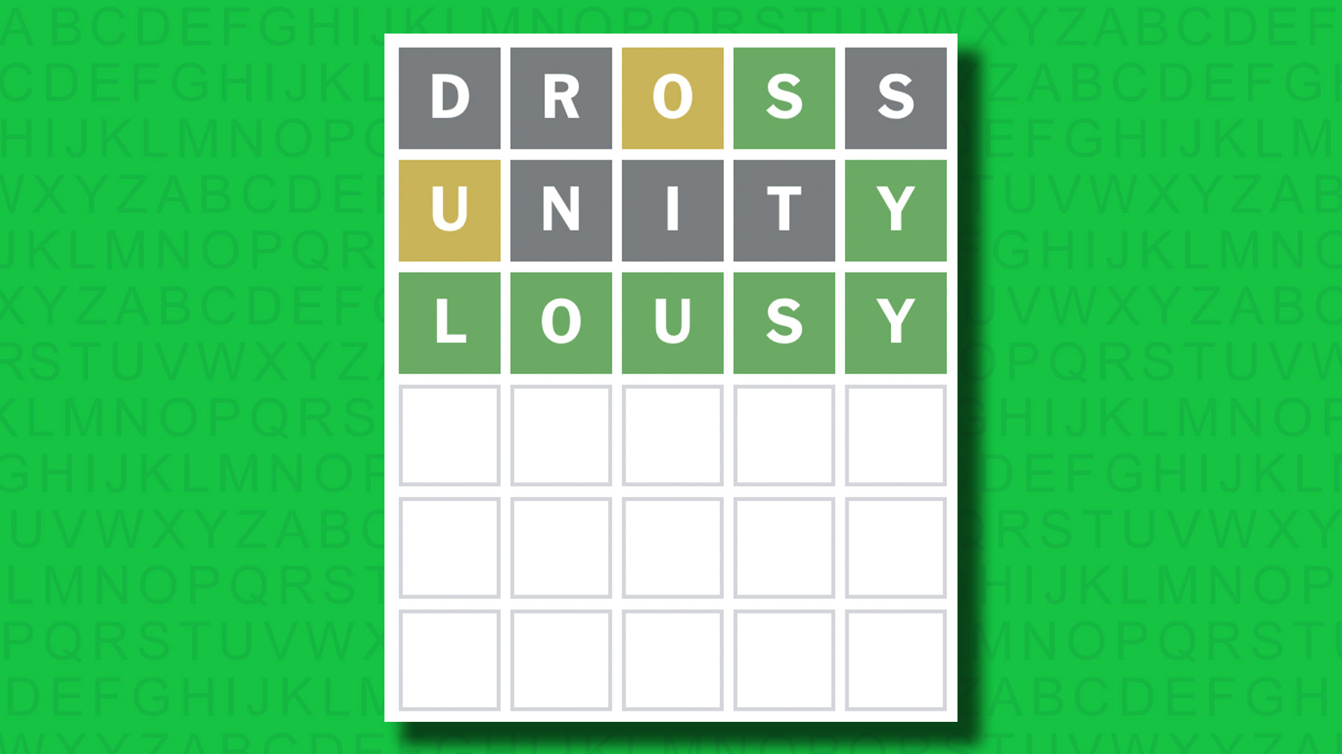 NYT Wordle answer for game 1520 on a green background