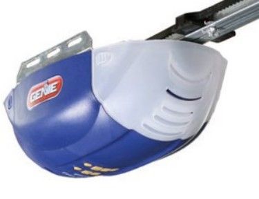 Screenshot image shows the Genie BeltLift garage door opener, which is compatible with HomeLink and Car2U home automation systems.