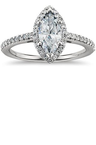 Marquise Cut Halo Diamond Engagement Ring
