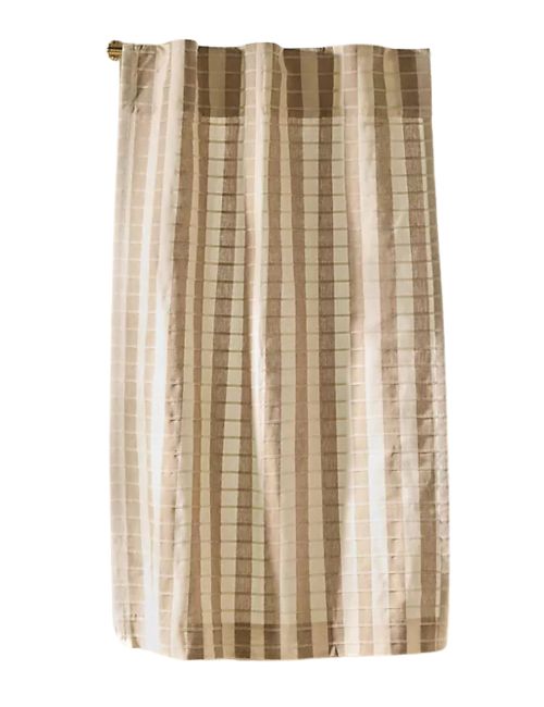 Cotton Woven Stripe Caf&eacute; Curtains, Set of 2