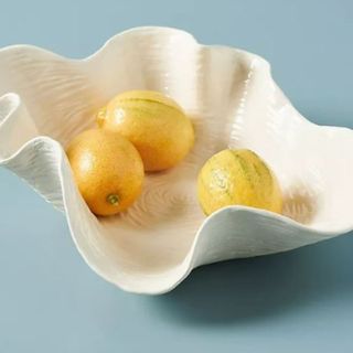 A decorative bowl containing two lemons