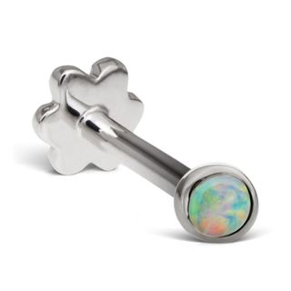 Maria Tash White Gold Opal Threaded Stud Earring