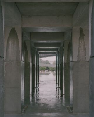 Water underneath concrete pavilion in australia