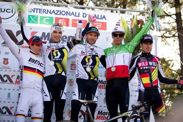 Elite men's podium at the second Maremma Cup