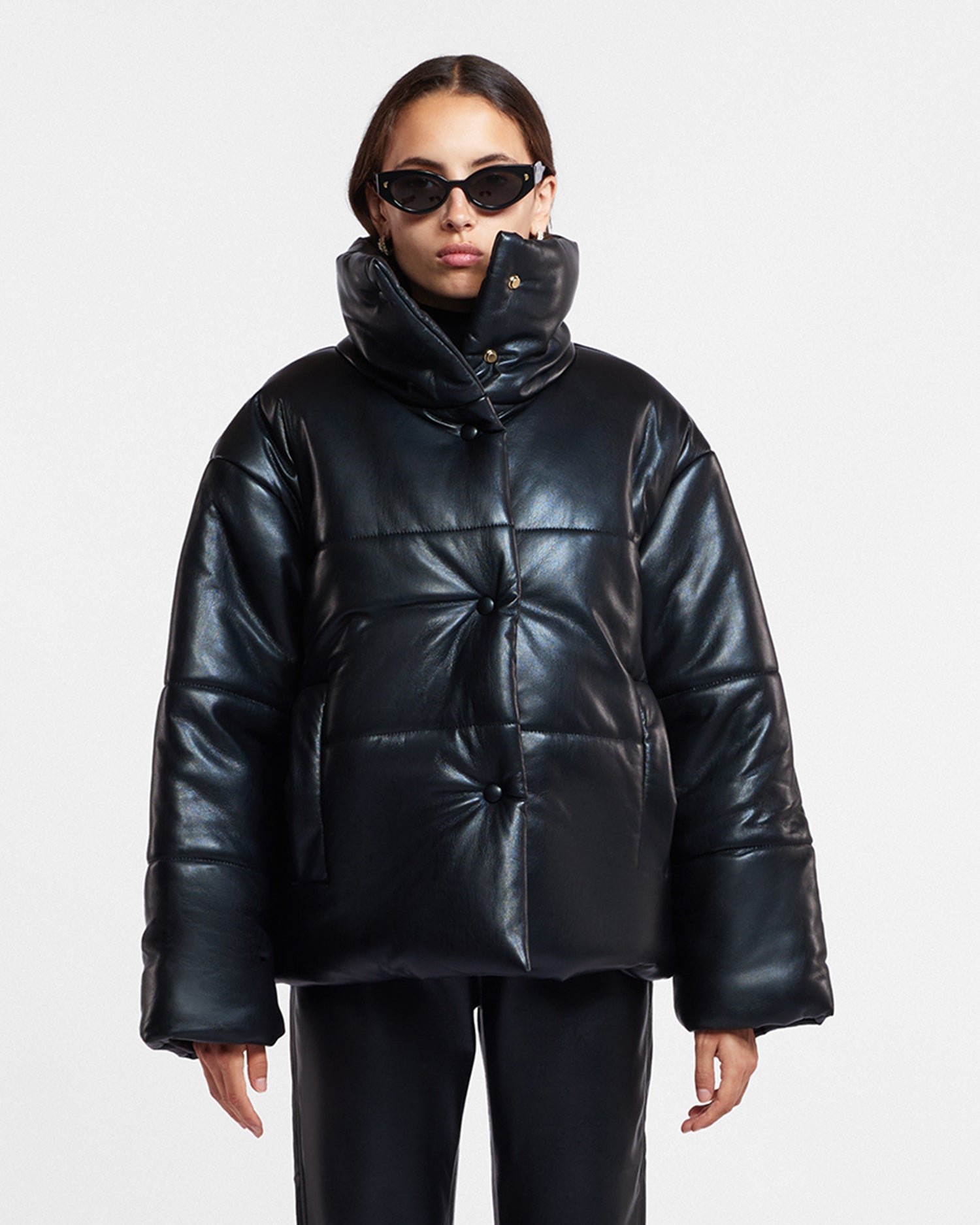 Hide - Okobor&amp;trade; Alt-Leather Puffer Jacket - Black
