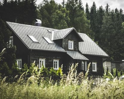 Black house in countryside