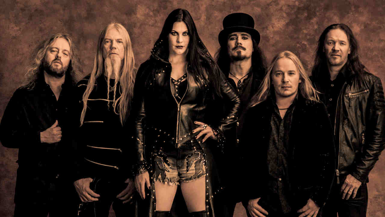 Nightwish posing for a photograph in 2015