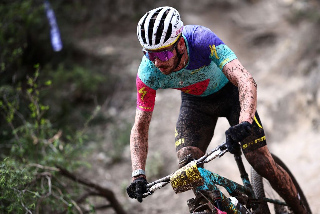 France&#039;s Victor Koretzky competes in the French men&#039;s Elite Mountain Bike Cross Country XCO Championships, in Levens on May 5, 2024. (Photo by Anne-Christine POUJOULAT / AFP)