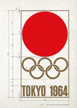 Tokyo Olympics 1964 logo design sheet