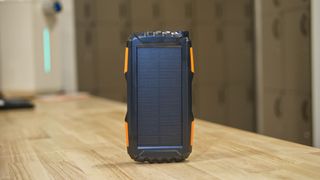 Mregb Solar Power Bank on tabletop.