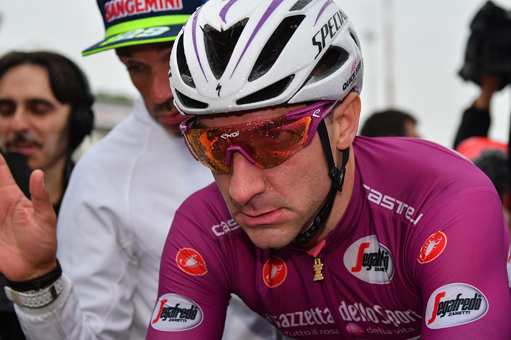 Elia Viviani (Quick-Step Floors) finishes on his own after being dropping from the main field on stage 12 at the Giro d'Italia