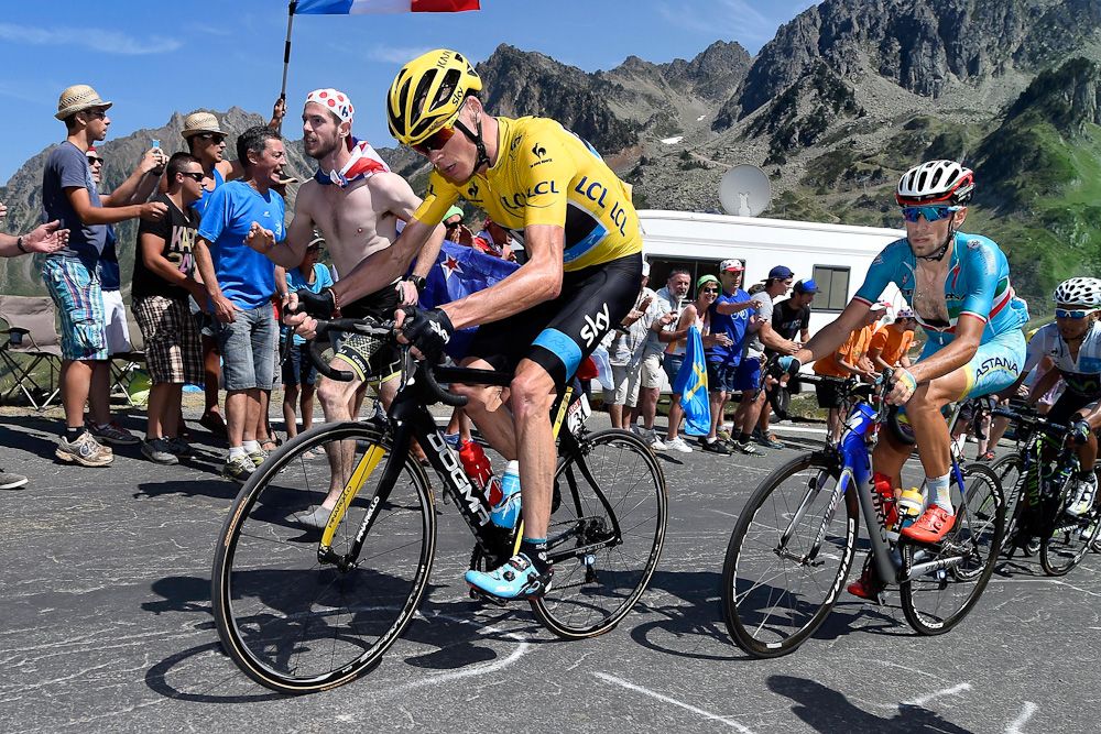 Chris Froome climbs during stage 11 of the Tour de France.