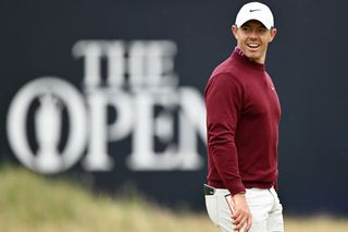 Rory McIlroy of Northern Ireland looks on during a practice round prior to The 151st Open at Royal Liverpool Golf Club on July 18, 2023 in Hoylake, England