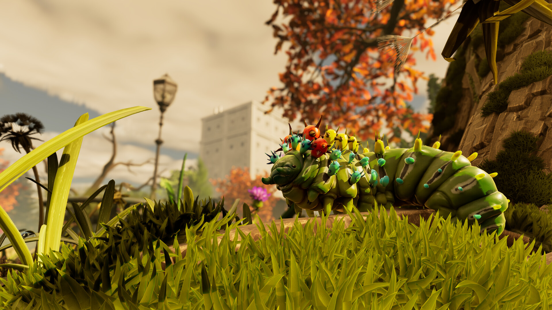 A caterpillar bug in Grounded 2.