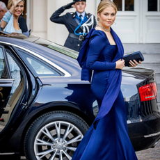 Princess Amalia of The Netherlands attends a diner gala the Council of State at Palace Noordeinde on September 18, 2024 in The Hague, Netherlands