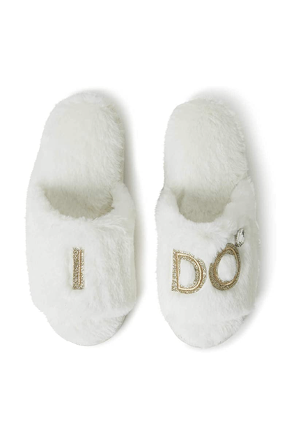 Dearfoams Bridal I Do & I Do Crew Giftable Slide Slipper