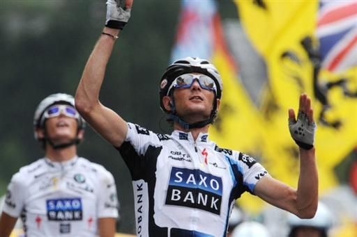 Fr&auml;nk Schleck (Saxo Bank) won stage 17 in Le Grand-Bornand.