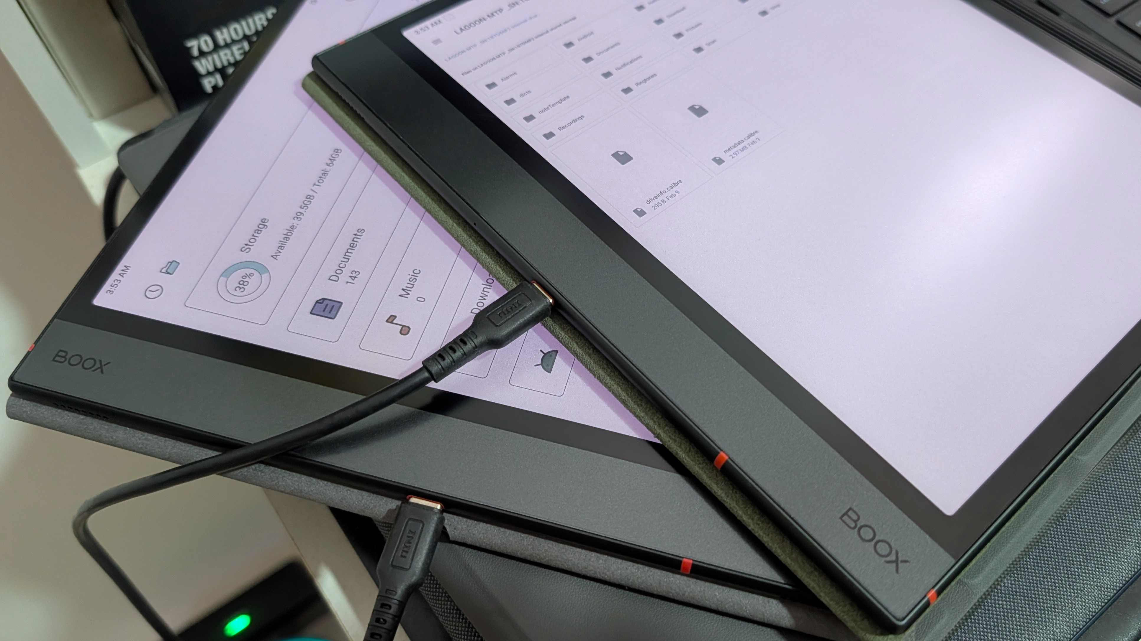 How to transfer data from one Onyx Boox tablet to another using a USB-C cable and USB OTG