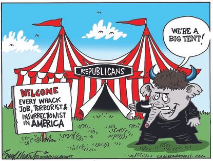 Political Cartoon U.S. gop trump big tent