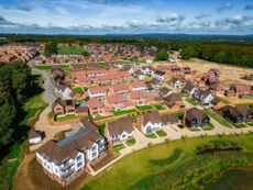 Aerial view of new housing development under construction