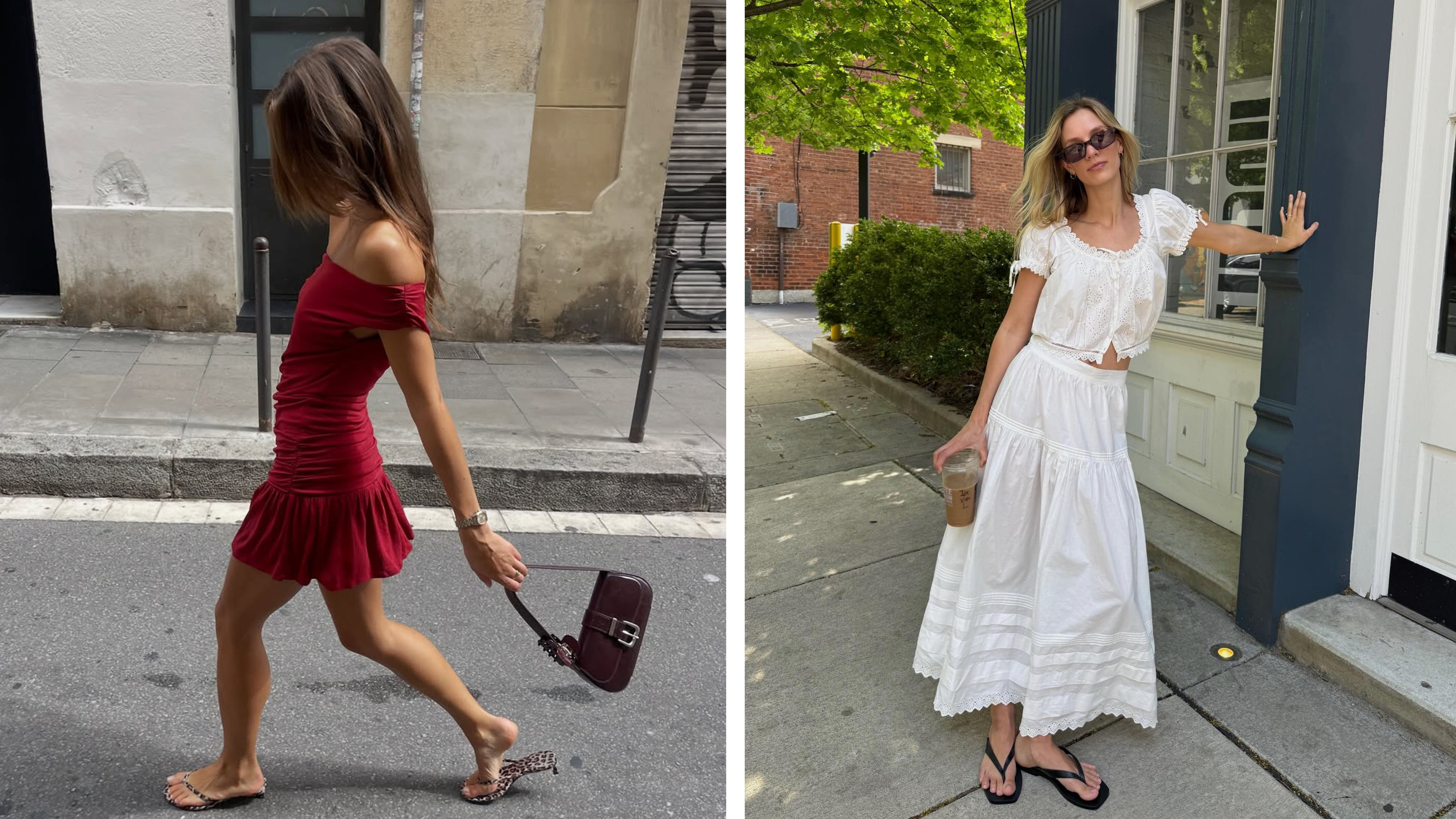 Women in summer outfits.