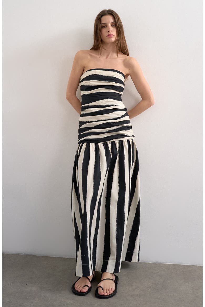Stripe Bandeau Fit &amp; Flare Dress