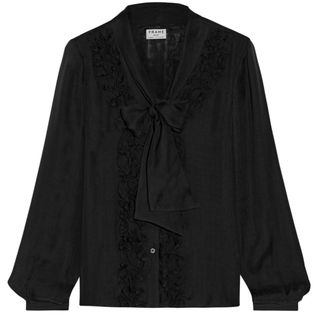 Frame black pussy bow blouse
