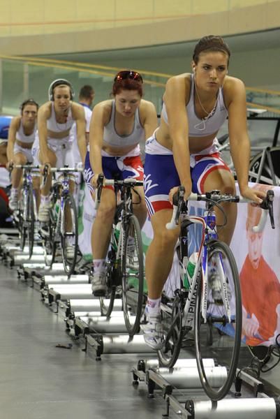 The British women warm up