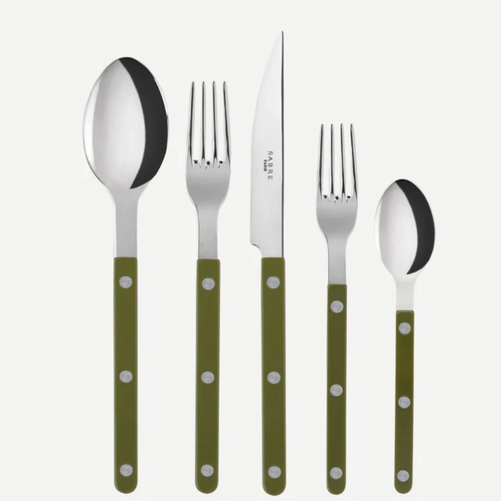 Green flatware set