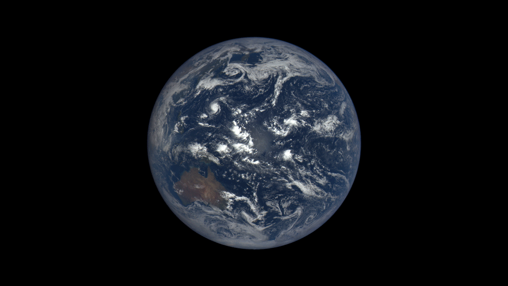 A view of Earth spinning through a full day in 2015 as seen by the Deep Space Climate Observatory (DSCOVR) spacecraft.