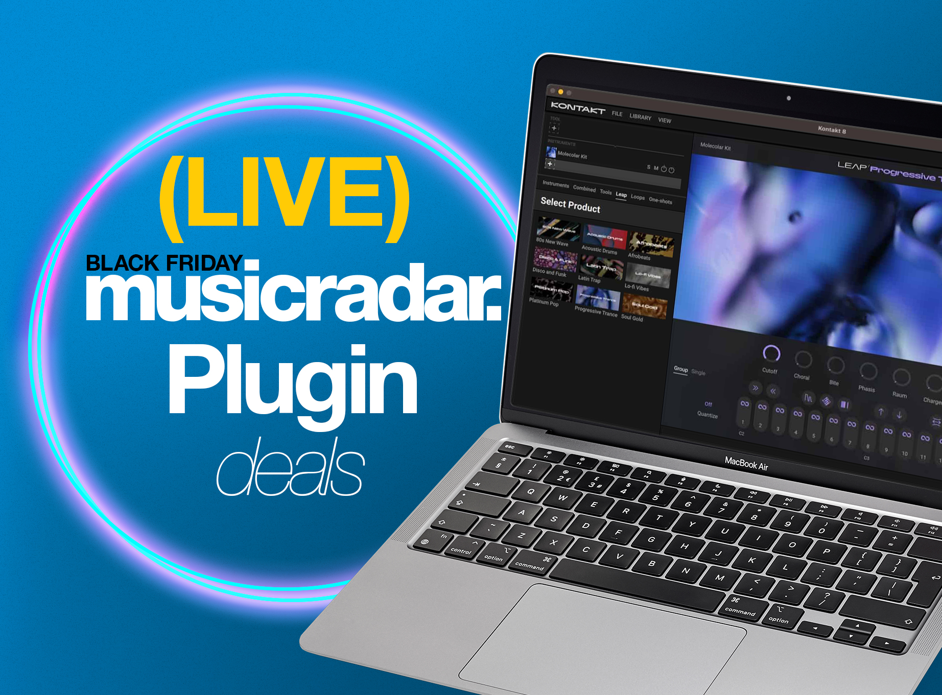 Native Instruments Kontakt on the screen of an Apple laptop